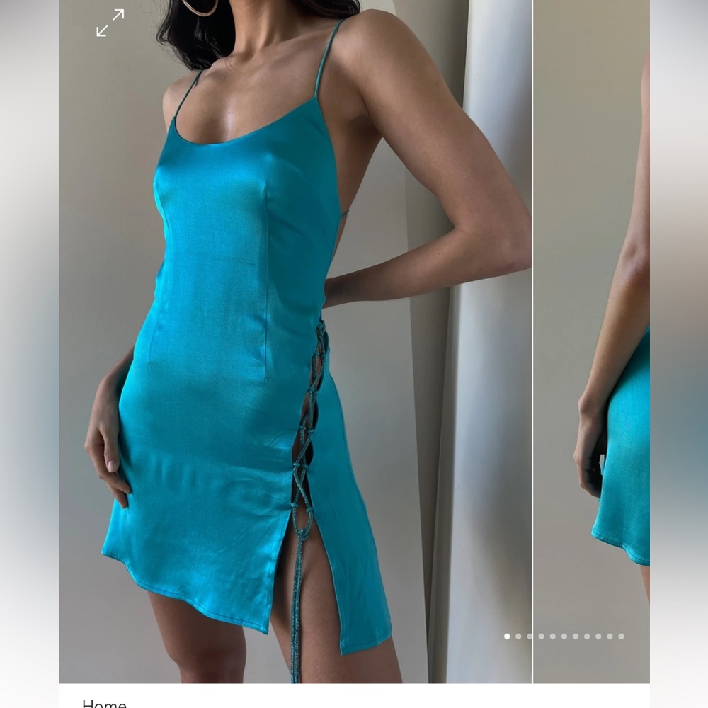 MESHKI - BRIAH
Diamante Rope Mini Dress - Cyan Blue